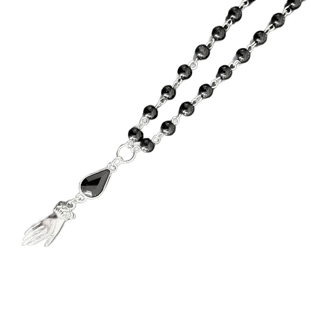 Silver Tears of Sorrow Necklace by Witching Hour Baby featuring a detailed teardrop pendant on a delicate chain.
