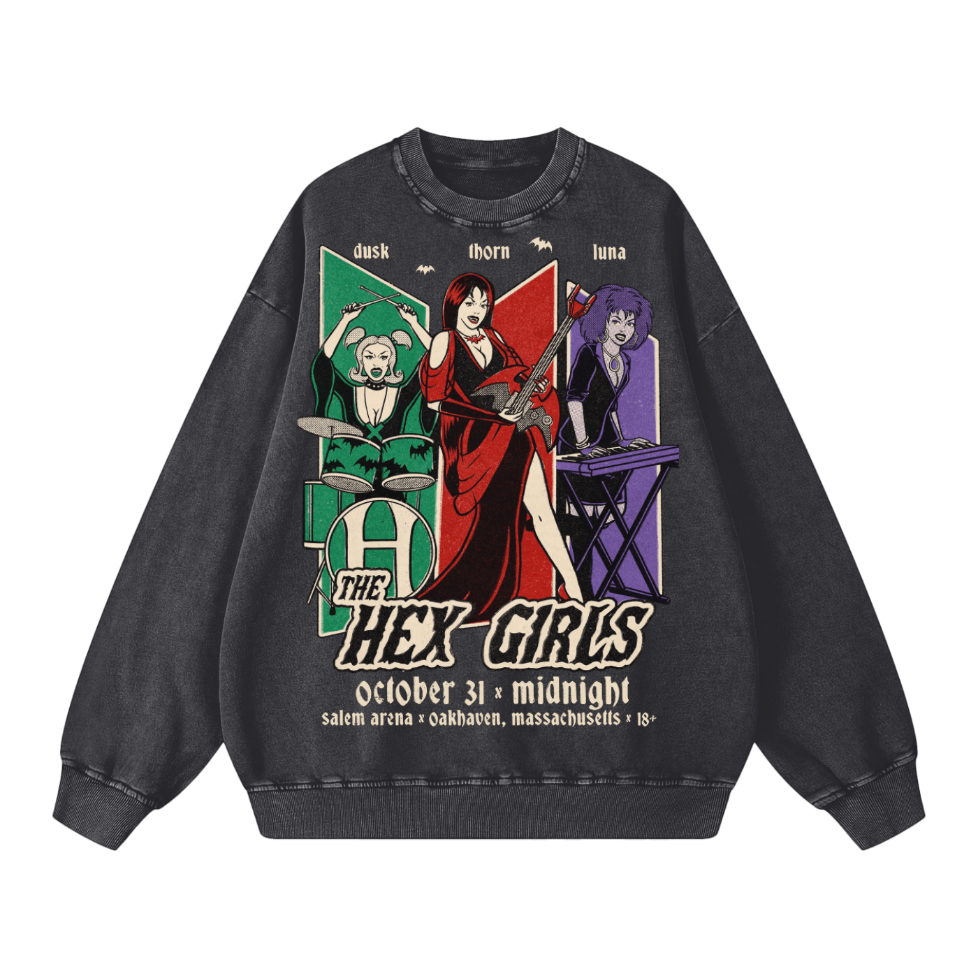 The Hex Girls Vintage Acid Wash Oversize Sweatshirt