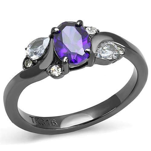 Blackthorn 31 IP Light Black stainless steel ring with AAA grade, featuring a sleek gunmetal finish and polished design.