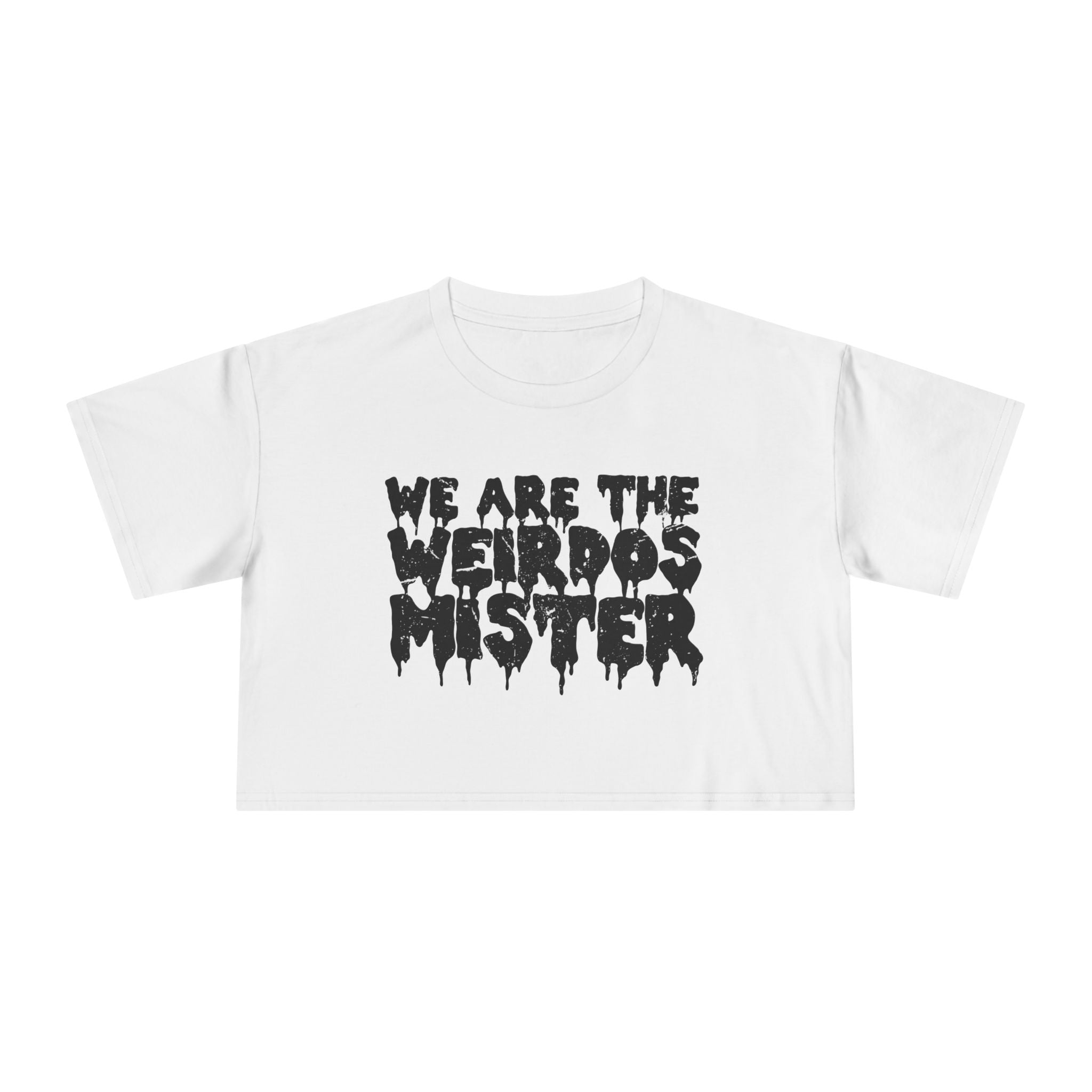 Black T-shirt from Goth Cloth Co. featuring "We Are The Weirdos Mister" graphic print, casual fit and comfortable fabric.