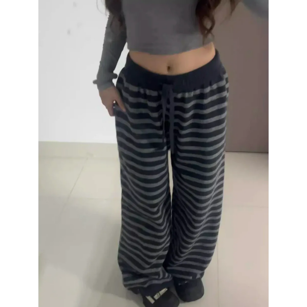 Grunge Stripe Knit Wide Leg Pants - Blackthorn 31
