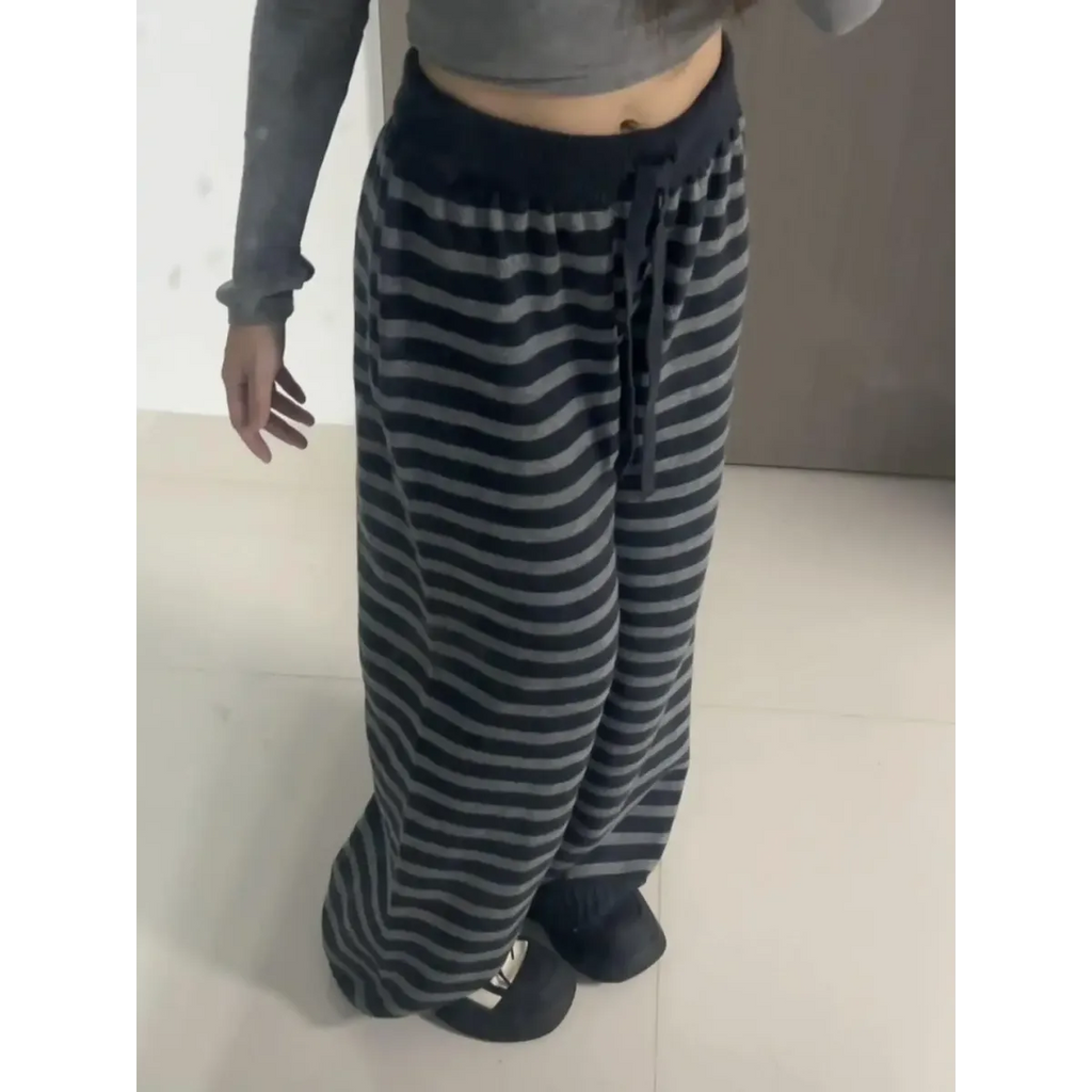 Grunge Stripe Knit Wide Leg Pants - Blackthorn 31