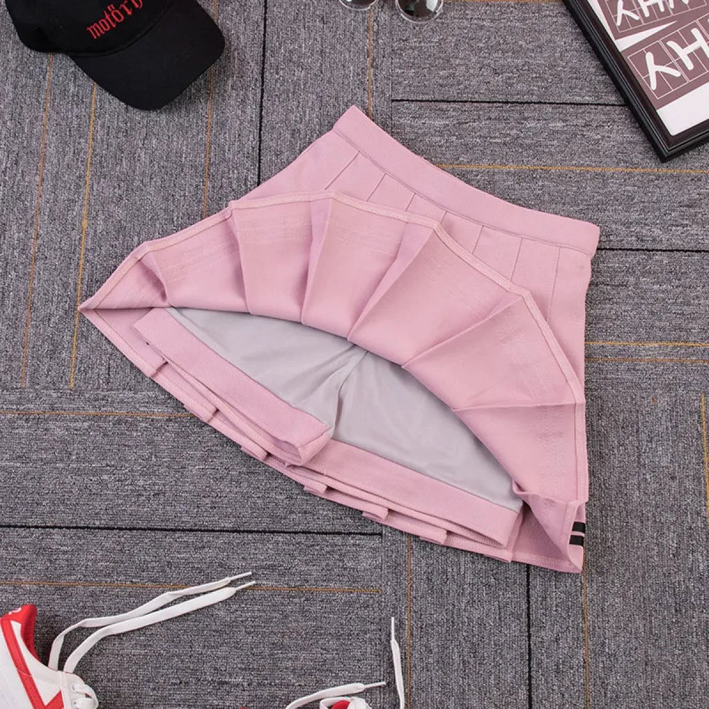 Y2K High Waist Pleated Mini Skirt – Kawaii Preppy Striped Style - Blackthorn 31